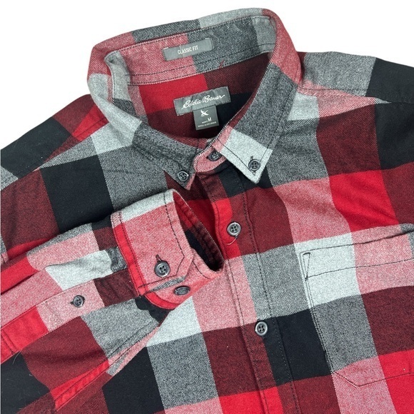 Eddie Bauer Other - Eddie Bauer Flannel Shirt Men’s Medium Red Black Gray Buffalo‎ Plaid Classic fit
